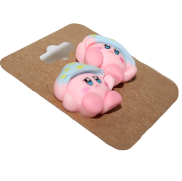 Kirby Inspired Mushroom Earrings - Picture 6 of 8
